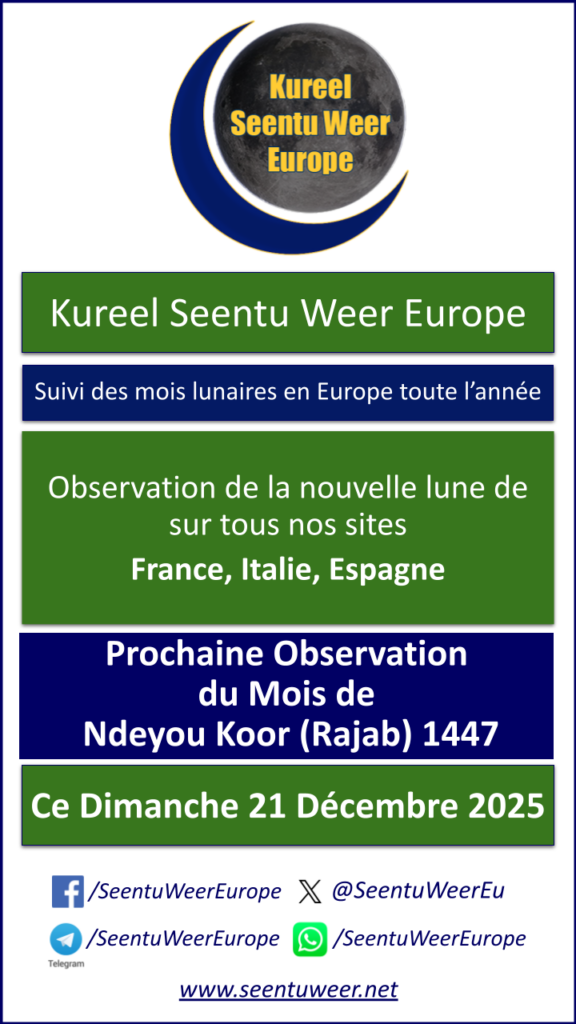 Prochaine Observation du Mois de Ndeyou Koor (Rajab) 1447